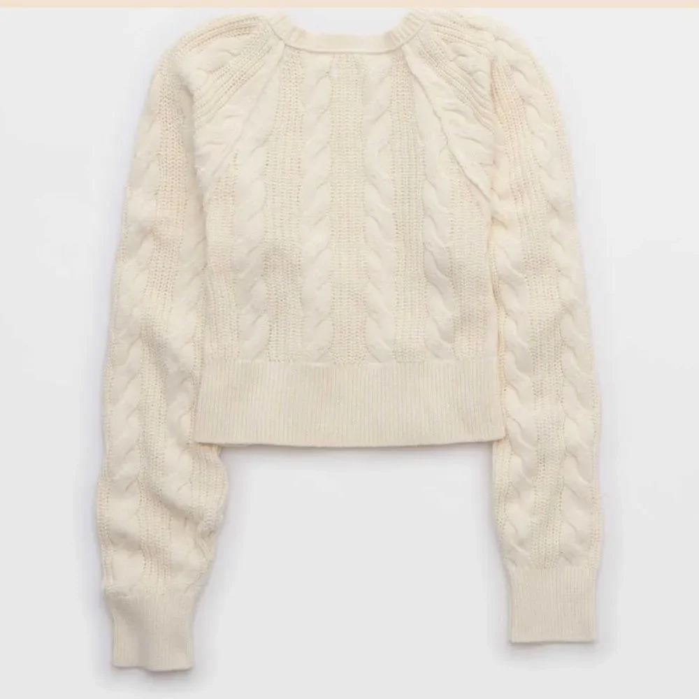 NWT Aerie Cable Wrap Cardigan Top in Natural Size Small - Picture 3 of 6